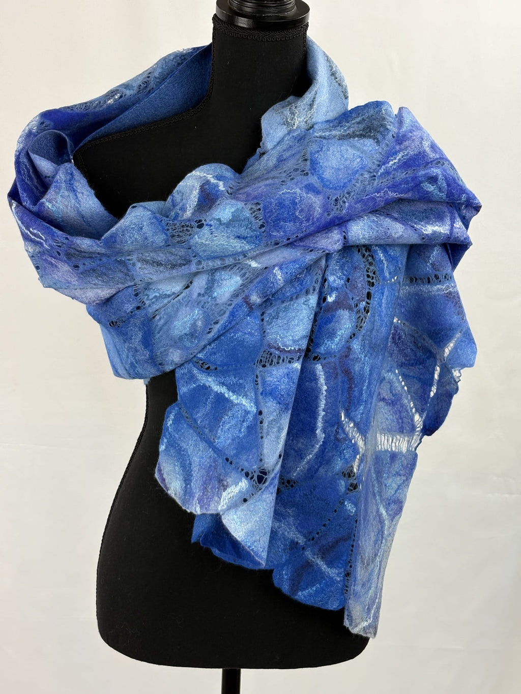Hand Felted Merino Wool Silk Scarf Shawl