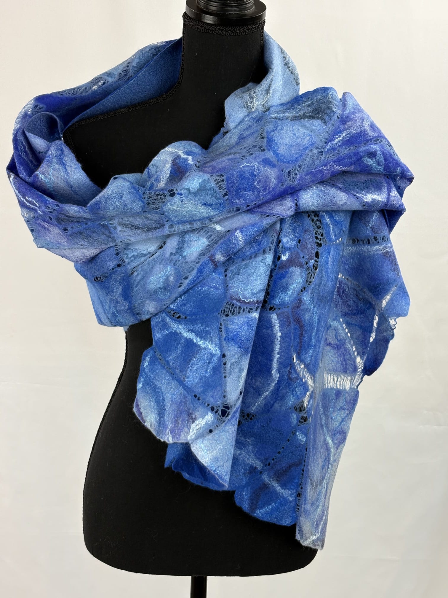 Hand Felted Merino Wool Silk Scarf Shawl