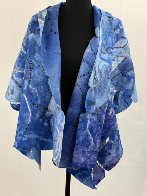 Hand Felted Merino Wool Silk Scarf Shawl