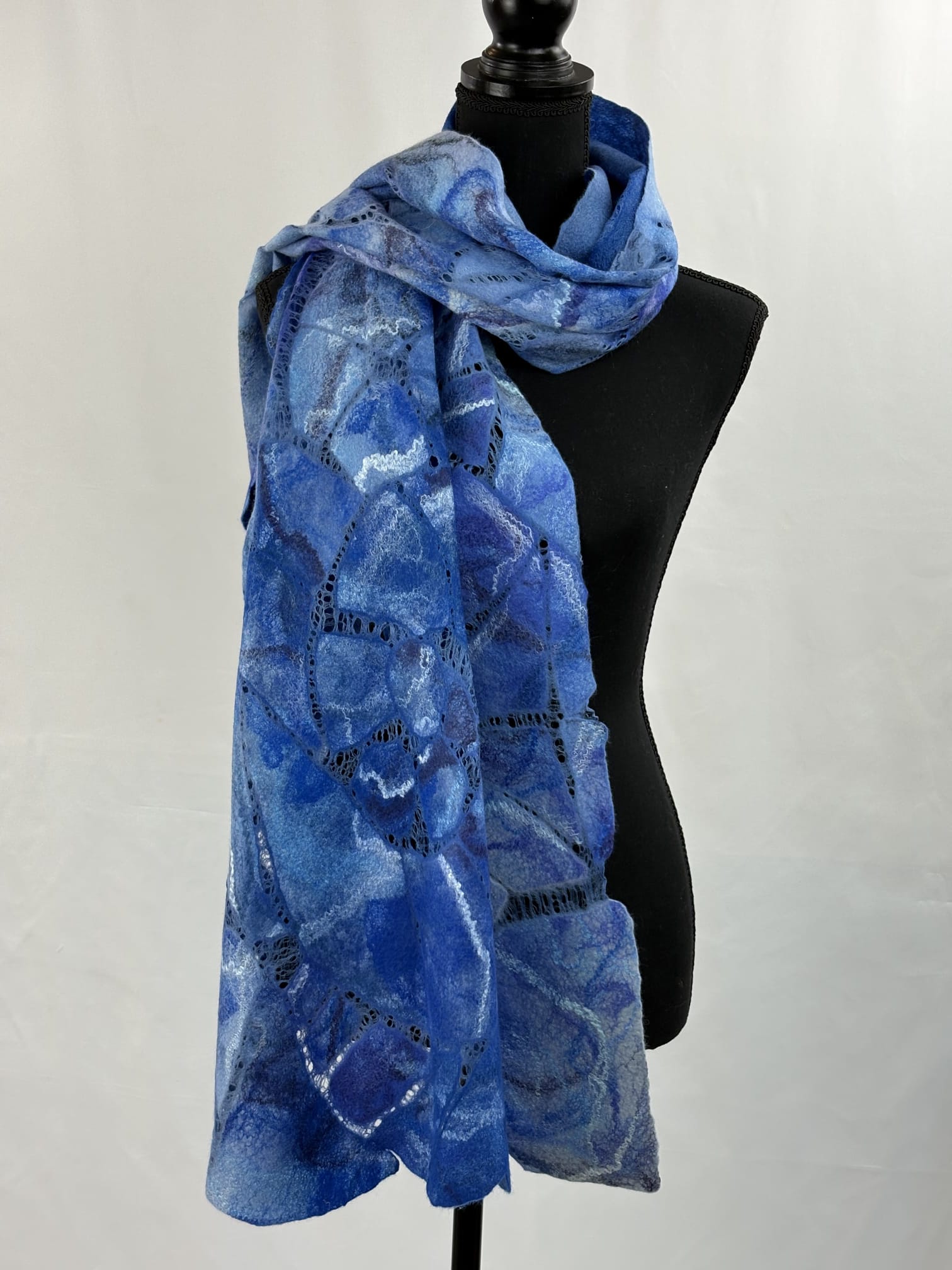 Hand Felted Merino Wool Silk Scarf Shawl