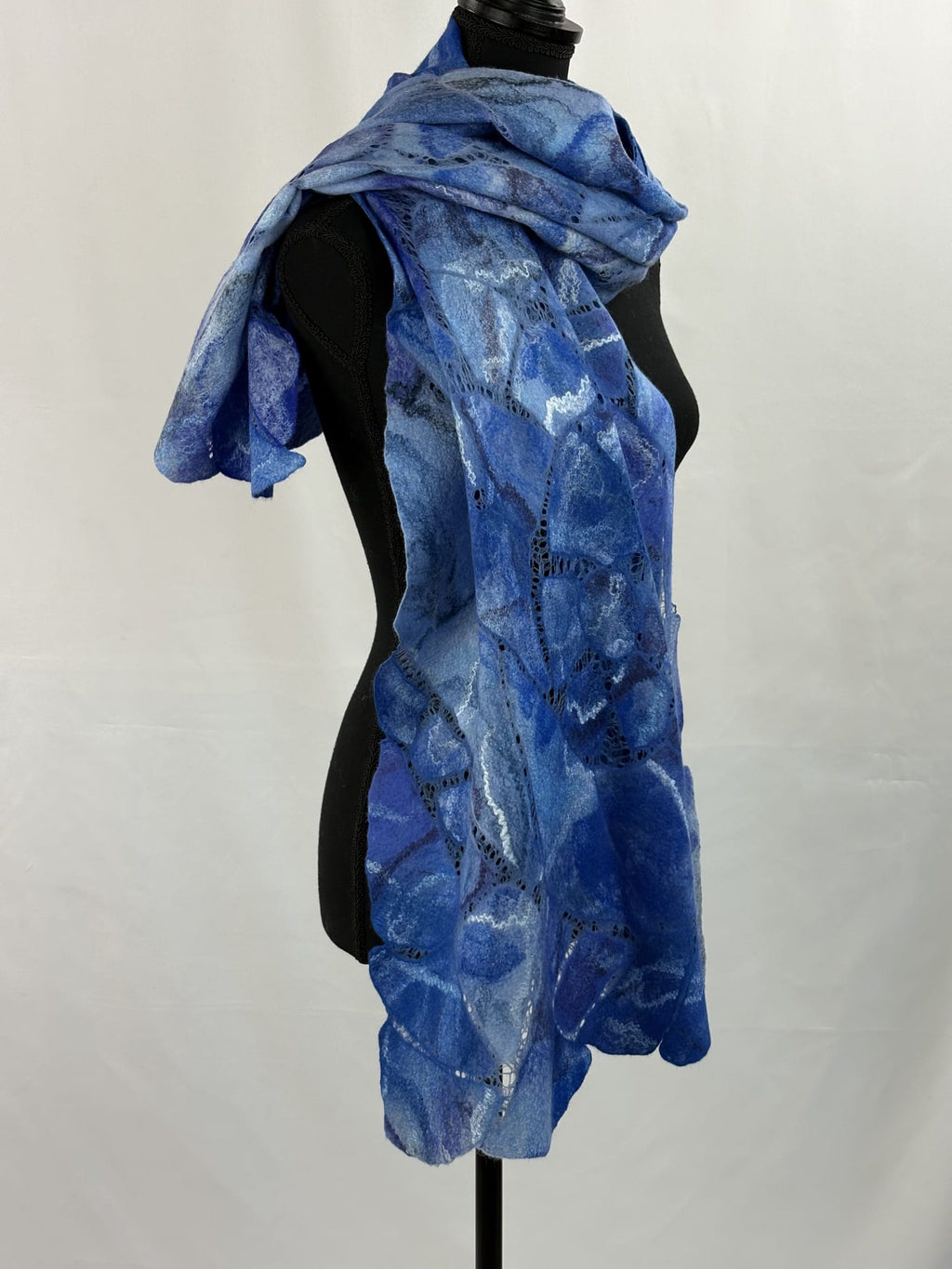 Hand Felted Merino Wool Silk Scarf Shawl